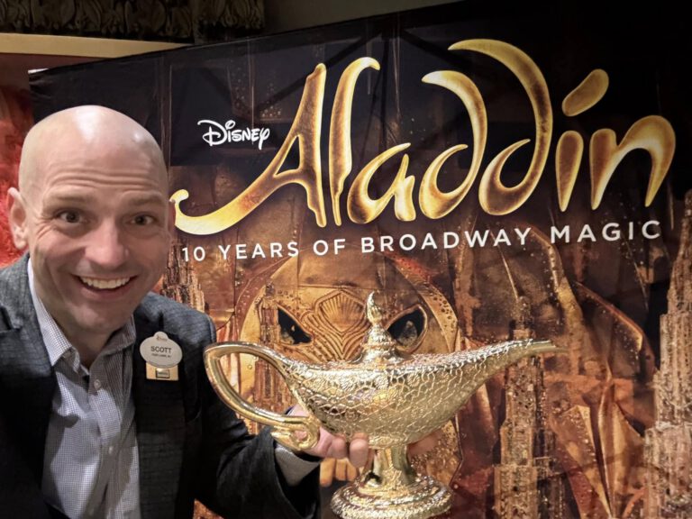 Scott at Aladdin on Broadway with Lamp