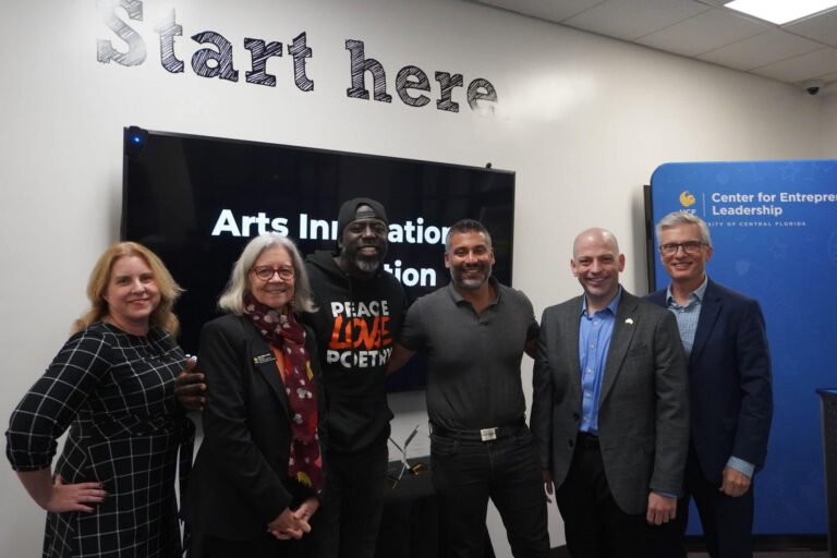 Scott at UCF CEL w Arts Innovation Judges